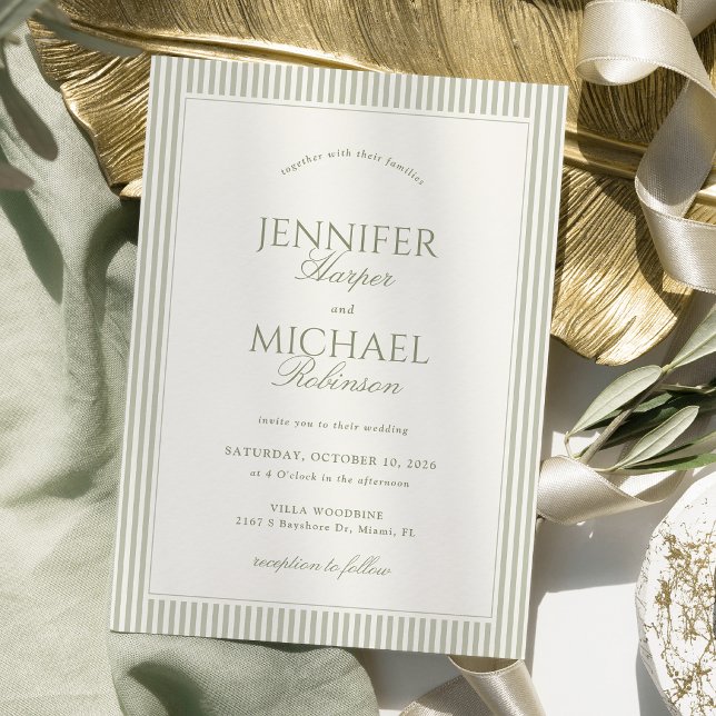 Sage Green Classic Wedding Invitation (Creator Uploaded)