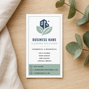 Sage Green Cleaning Services Professional Logo Business Card