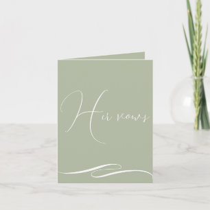Sage Green Client Gift Logo Wedding Vows Booklet  Card