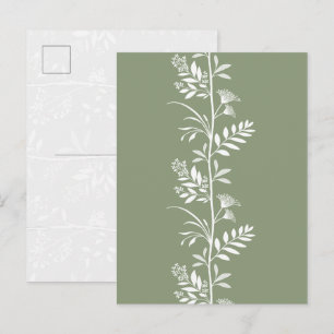 Sage Green Climbing Wildflower Silhouette Postcard