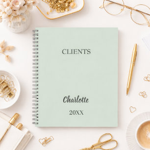 Sage green coach business clients notebook