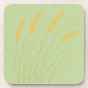 sage green coastal coaster with beach grass