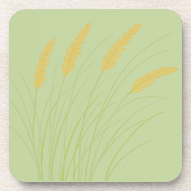 sage green coastal coaster with beach grass (Front)