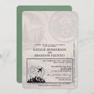Sage Green Colorado Passport Wedding Invitation