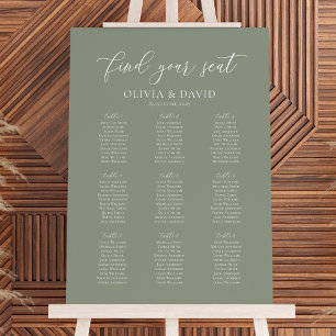 Sage Green Colour 9 Tables Welcome Seating Chart