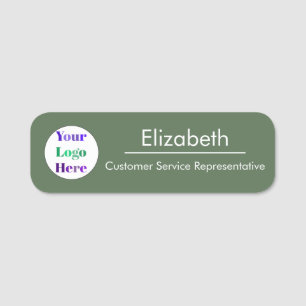 Sage Green Company Branded Your Logo Here Name Tag
