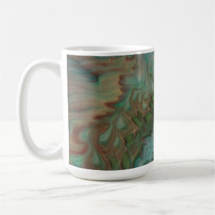 Sage Green & Copper Fluid Art Mug