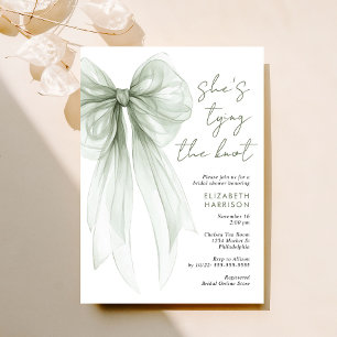 Sage Green Coquette Bow Watercolor Bridal Shower Invitation