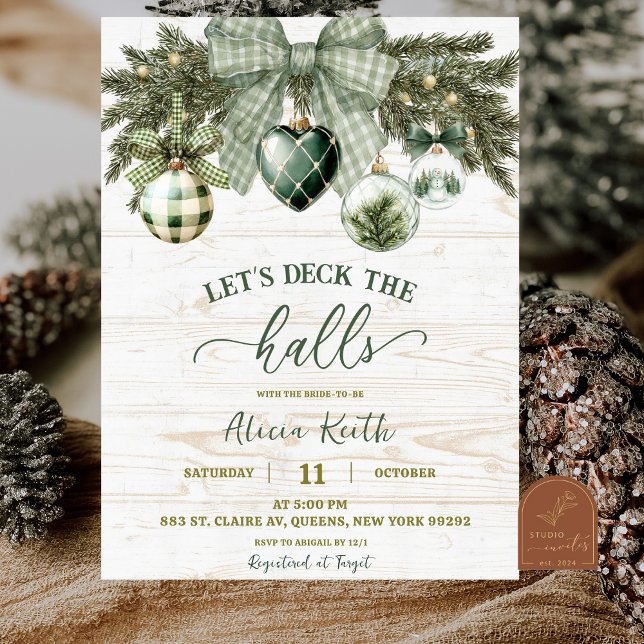 Sage Green Coquette Rustic Winter Bridal Shower Invitation (Creator Uploaded)