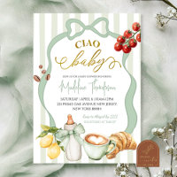 Sage Green Coquette Stripes Italy Ciao Baby Shower