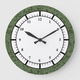 Sage Green Cork Look Wood Grain Large Clock