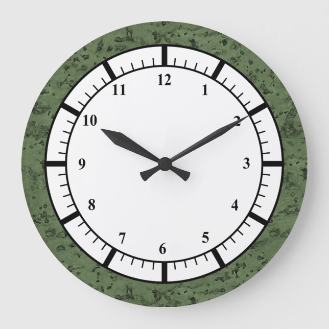 Sage Green Cork Look Wood Grain Large Clock (Front)