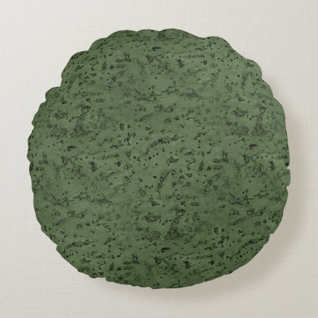 Sage Green Cork Look Wood Grain Round Cushion (Front)