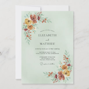 Sage Green Cosy Autumnal Wedding Invitation