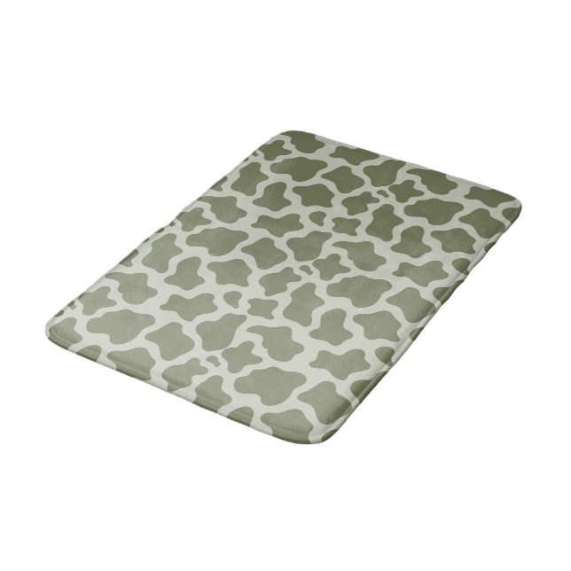 Sage Green Cow Print Bath Mat (Angled)