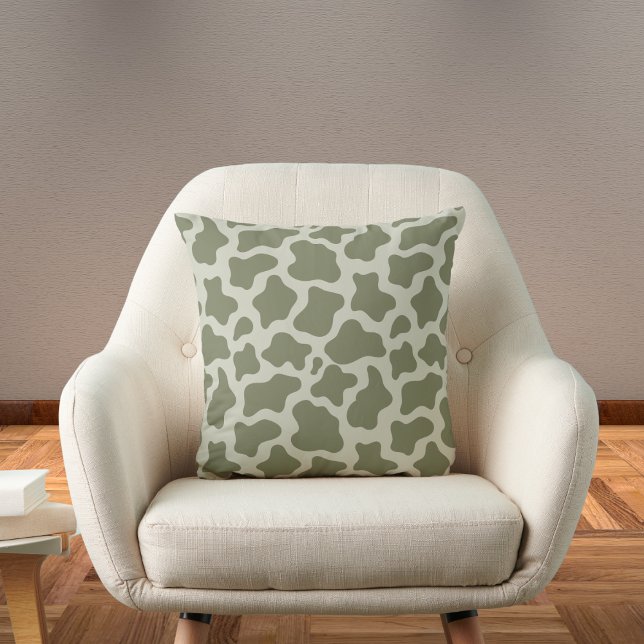 Sage Green Cow Print Cushion (Creator Uploaded)