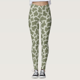 Sage Green Cow Print Leggings