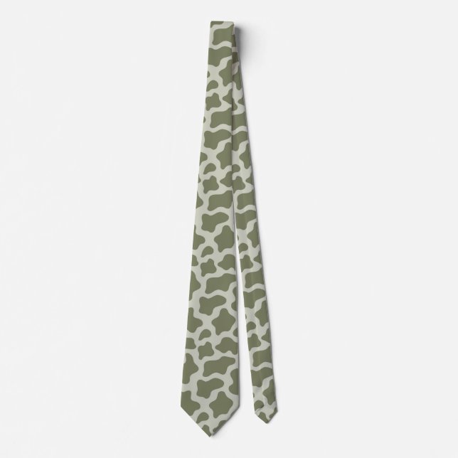 Sage Green Cow Print Tie (Front)