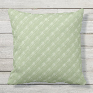Sage Green Cream Diagonals Outdoor Pillow 20x20