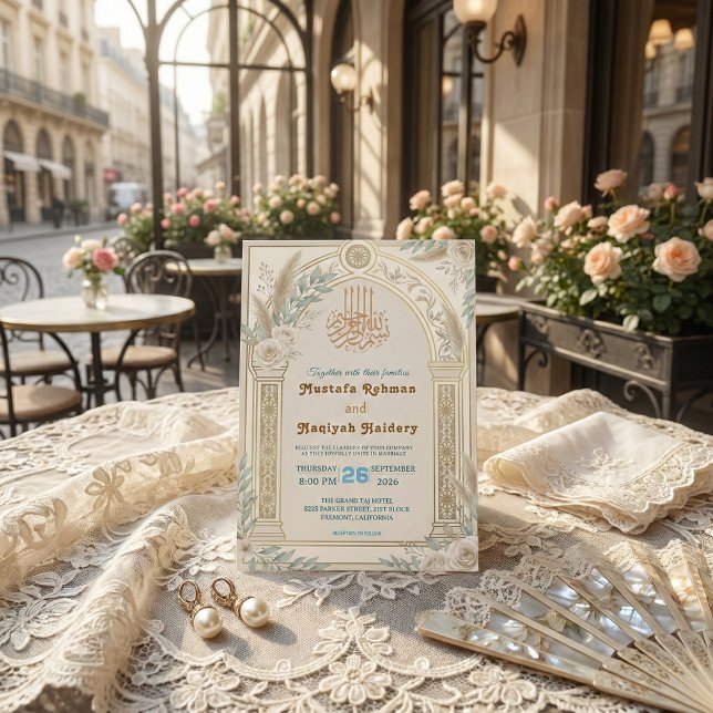 Sage Green Cream Dusty Blue Floral Luxe Invitation (Creator Uploaded)