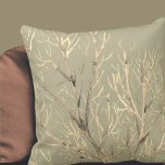 Sage Green Cream Watercolor Branches Cushion<br><div class="desc">Modern throw pillow features an artistic composition with soft creamy ivory hues on a simple sage green background. Inspired by nature, this elegant watercolor composition is built on a layered design of branches with highlights and shadows that give depth and perspective in the overall design. A modern decorative pillow in...</div>
