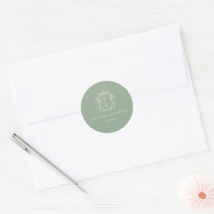 Sage Green Crest Monogram Wedding Envelope Seal