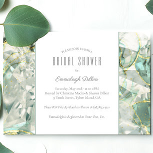Sage Green Crystal Aventurine Bridal Shower Invitation