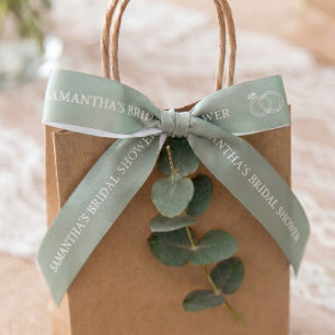 Sage Green Custom Bridal Shower Satin Ribbon
