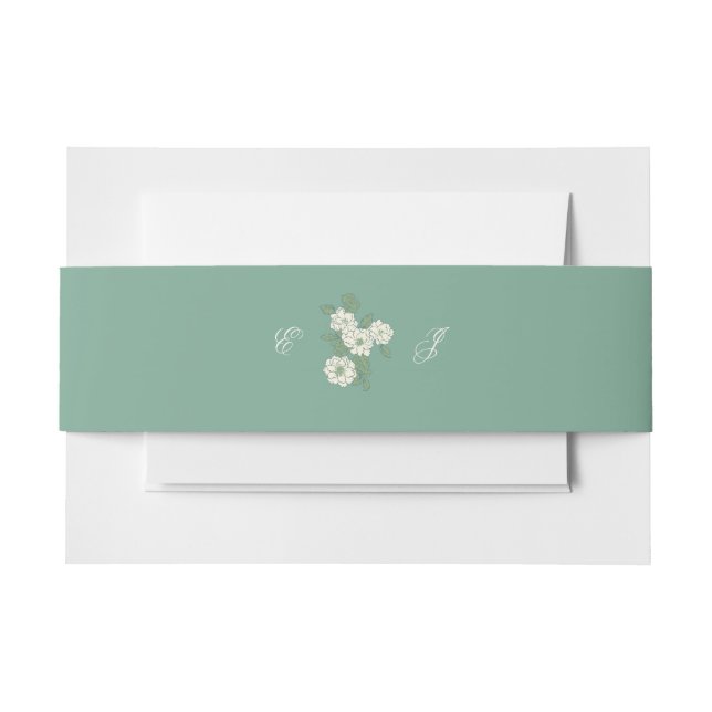 Sage Green Custom Initial Wedding Belly Band Invitation Belly Band (Front Example)