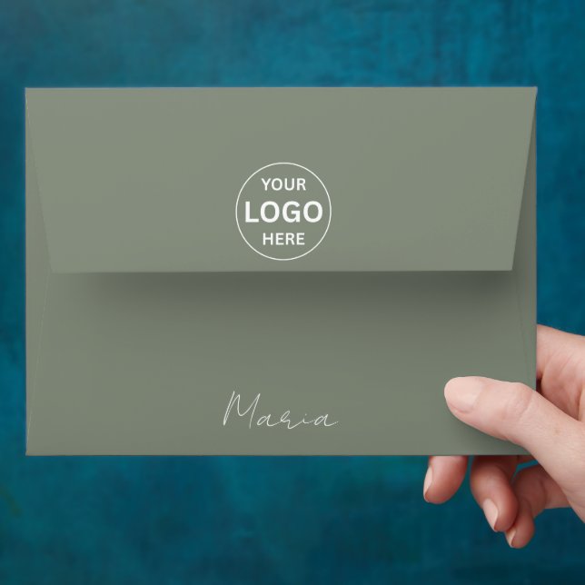 Sage Green Custom Logo Personalised Envelope (Hand)