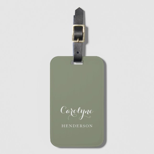 Sage Green Custom Luggage Tag (Front Vertical)