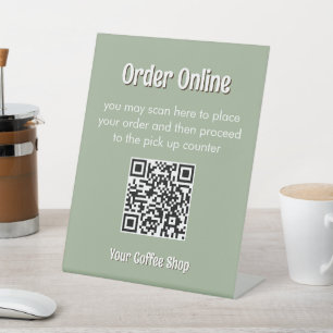 Sage Green Custom Modern Text Order QR Code Sign