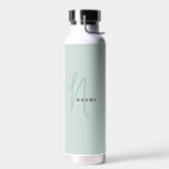 Sage Green | Custom Monogram Script Name Stylish Water Bottle<br><div class="desc">Custom Classic Sage Green Script Monogram Name Elegant Chic Water Bottle. A simple and modern design in black and white colour featuring handwritten calligraphy for a professional and sophisticated look. Create your own personalised ecofriendly gifts. Any font,  any colour,  no minimum.</div>