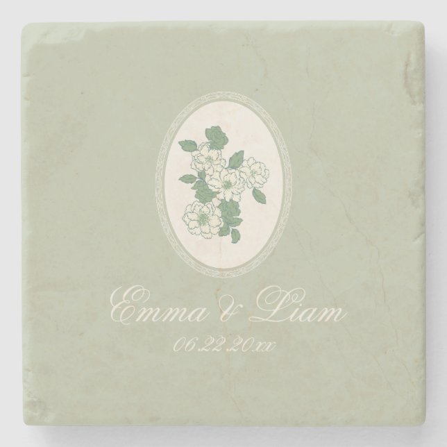 Sage Green Custom Wedding Coasters (Front)