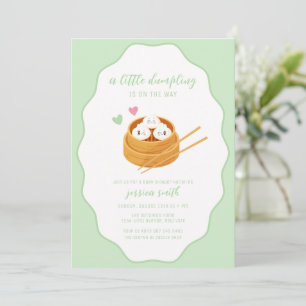 Sage Green Cute Asian Dumpling Baby Shower  Invitation