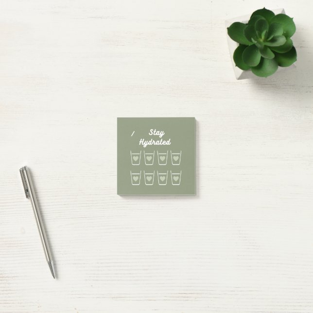 Sage green Cute Water Drinking Tracker Post-it Notes (Office)
