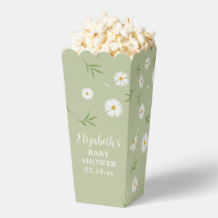 Sage Green Daisies Gender Neutral Baby Shower Favour Box