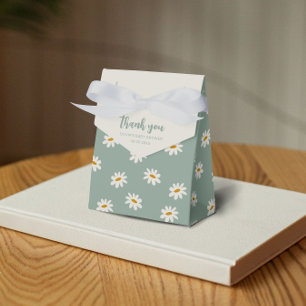 Sage Green Daisy Pattern Favour Box