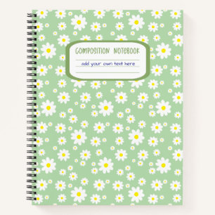 Sage Green Daisy Print Composition Notebook