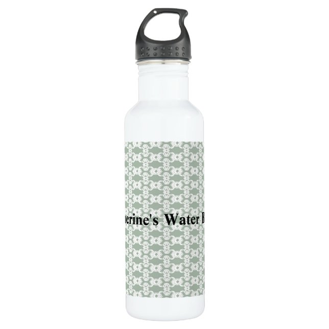 Sage Green Damask 710 Ml Water Bottle (Front)