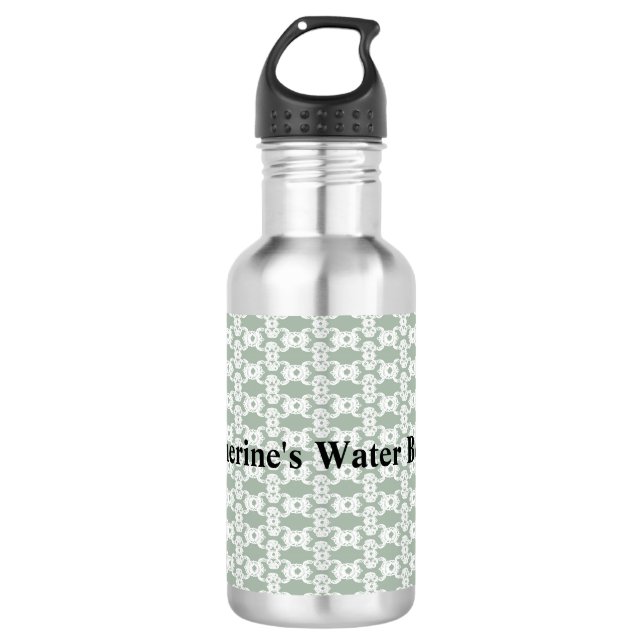 Sage Green Damask 710 Ml Water Bottle (Front)