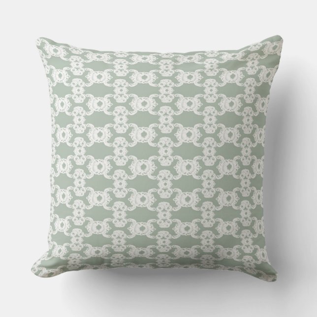 Sage Green Damask Cushion (Front)