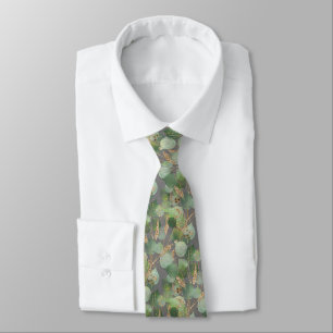 SAGE GREEN DARK GREY BOTANICAL MENS TIE