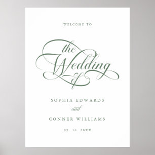 Sage Green Delicate Elegant Wedding Welcome Sign