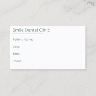 Sage Green Dental Appointment Card One Line