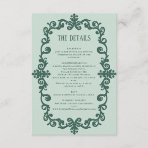 Sage Green Details Reception Information Wedding  Enclosure Card