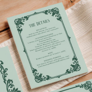 Sage Green Details Reception Information Wedding  Enclosure Card