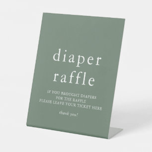Sage Green Diaper Raffle Baby Shower Sign