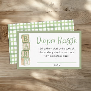 Sage Green Diaper Raffle Card Baby Shower Insert