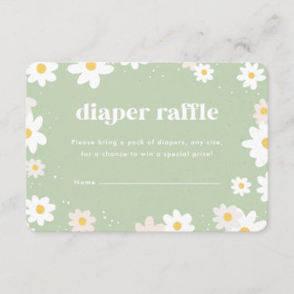 Sage Green Diaper Raffle Daisies Enclosure Card